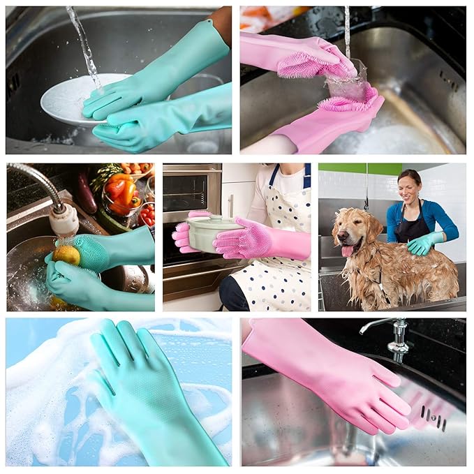 Silicone Cleaning Gloves – Scrub & Protect, Reusable Pair