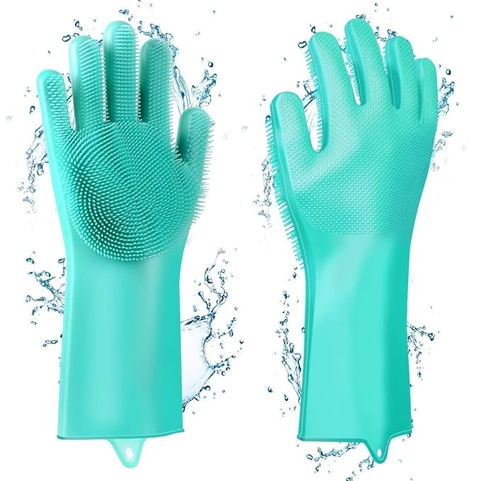 Silicone Cleaning Gloves – Scrub & Protect, Reusable Pair