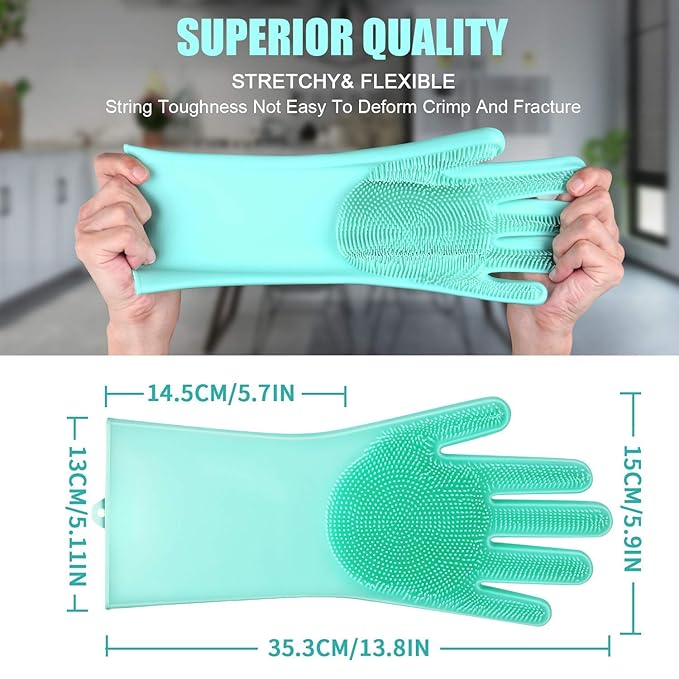 Silicone Cleaning Gloves – Scrub & Protect, Reusable Pair