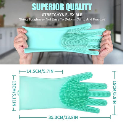 Silicone Cleaning Gloves – Scrub & Protect, Reusable Pair