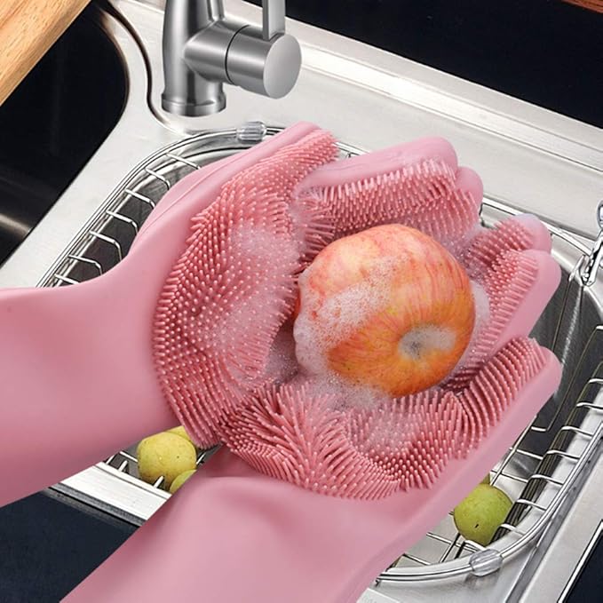 Silicone Cleaning Gloves – Scrub & Protect, Reusable Pair